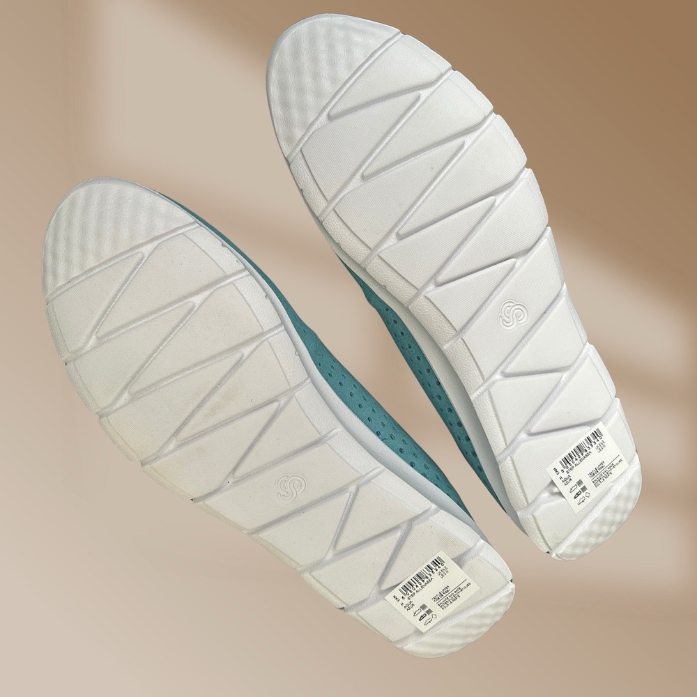 Clarks CloudSteppers Soft Cushioned Sz 9 Wide Aqua Blue New in Box Flats - Picture 4 of 5